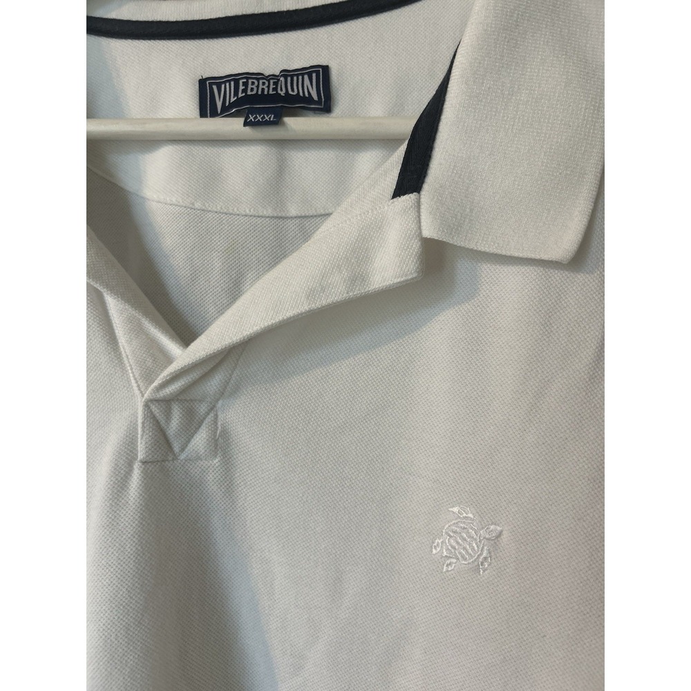 Vilebrequin‎ Pique Polo Shirt Mens 3XL XXXL White Golf Casual Organic Cotton